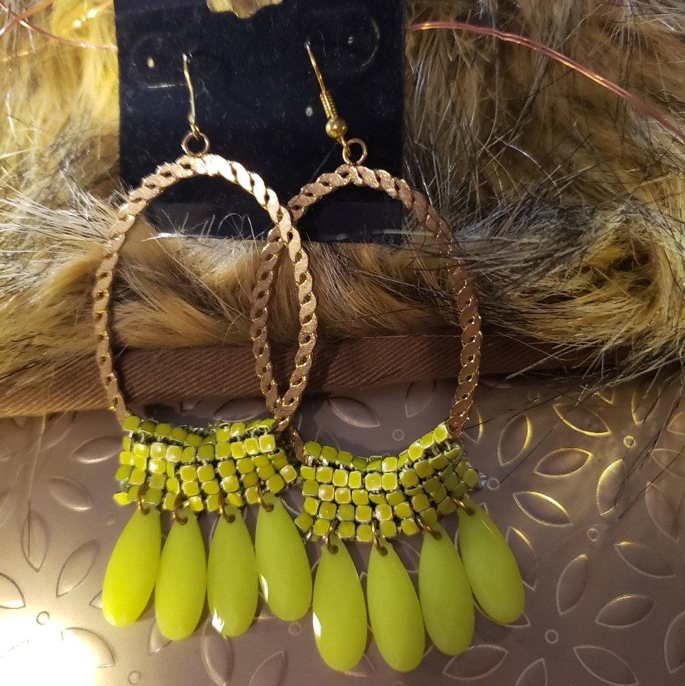 Beautiful New NEON drops/mesh and Gold Earrings